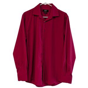 Jones New York Men's Signature Slim Fit Red Button Down Shirt M (15-15.5, 32/33)